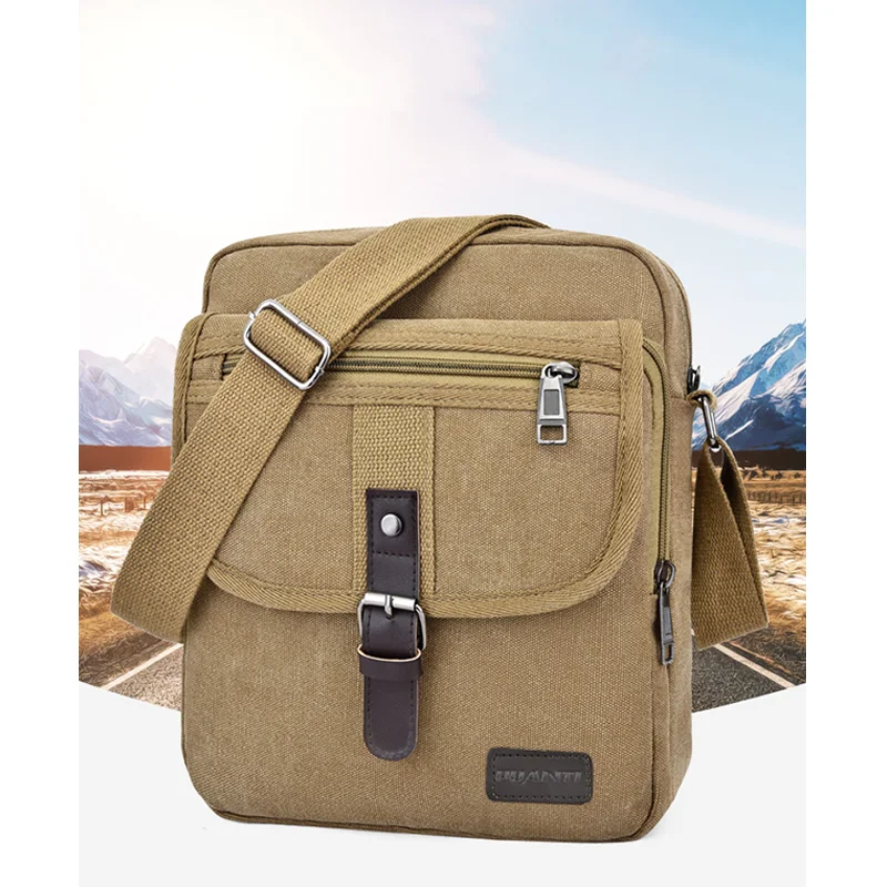 

Men's Travel Bag Canvas Casual Shoulder Crossbody Bags Hight Qualtiy Outdoor Bags Men Wearable Retro Zipper Sling Bag