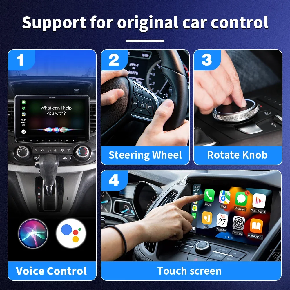 2 في 1 لاسلكي CarPlay Android Auto Adapter Plug & Play تحويل سلكي إلى دونجل لاسلكي للسيارات السلكية CarPlay السلكية