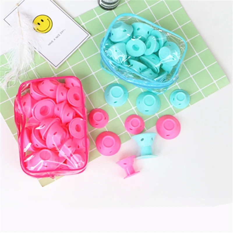 10/20PCS Pink Silicone Curlers Heatless Sleeping Bangs Roll Mushroom Bell Curlers Curly Hair Tubes For Women Girls Hair Curler