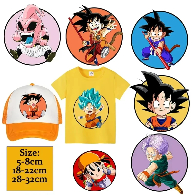 2 uds Dragon Ball parches ropa pegatinas de transferencia de calor Son Goku camiseta parche para planchar calcomanías pegatinas niños niñas ropa DIY