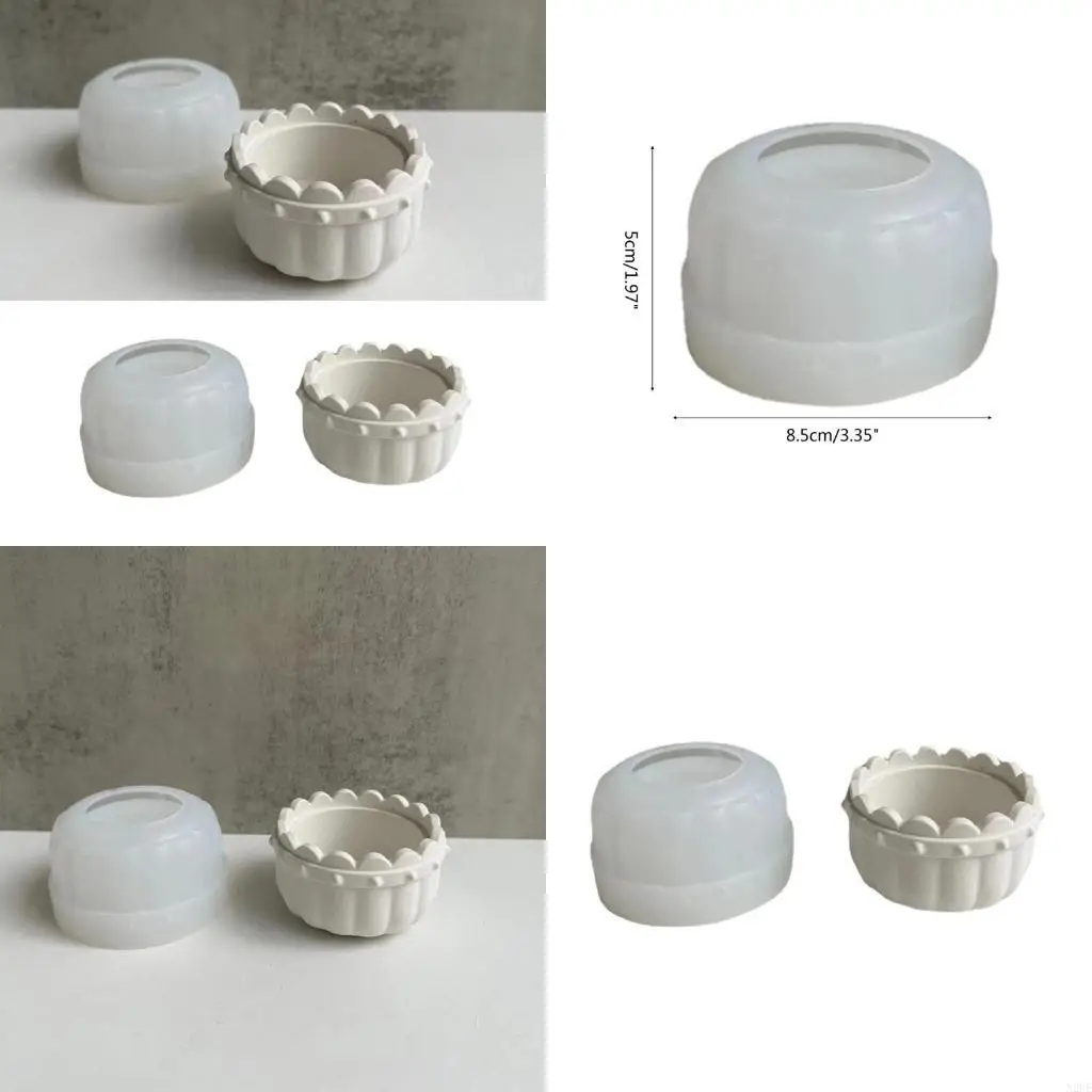 

N2UE Flower Pot Silicone Mold Jewelry Box Resin Mould DIY Plaster Holder Mold