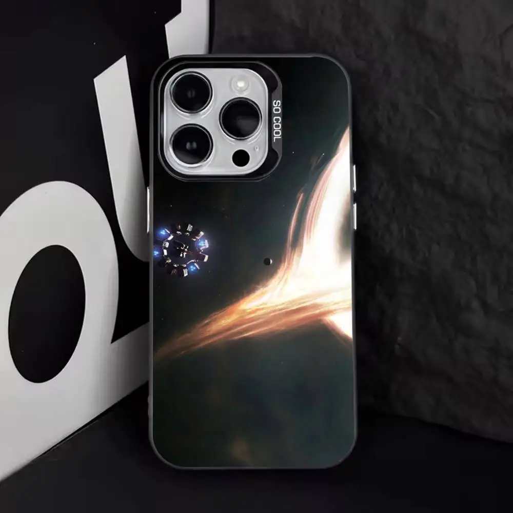 F-Film I-Interstellar映画 iPhone 17、16、15、14、13、12、11、Pro、Max、Plus、E、Air、Mini用 ブラックTPUカバー