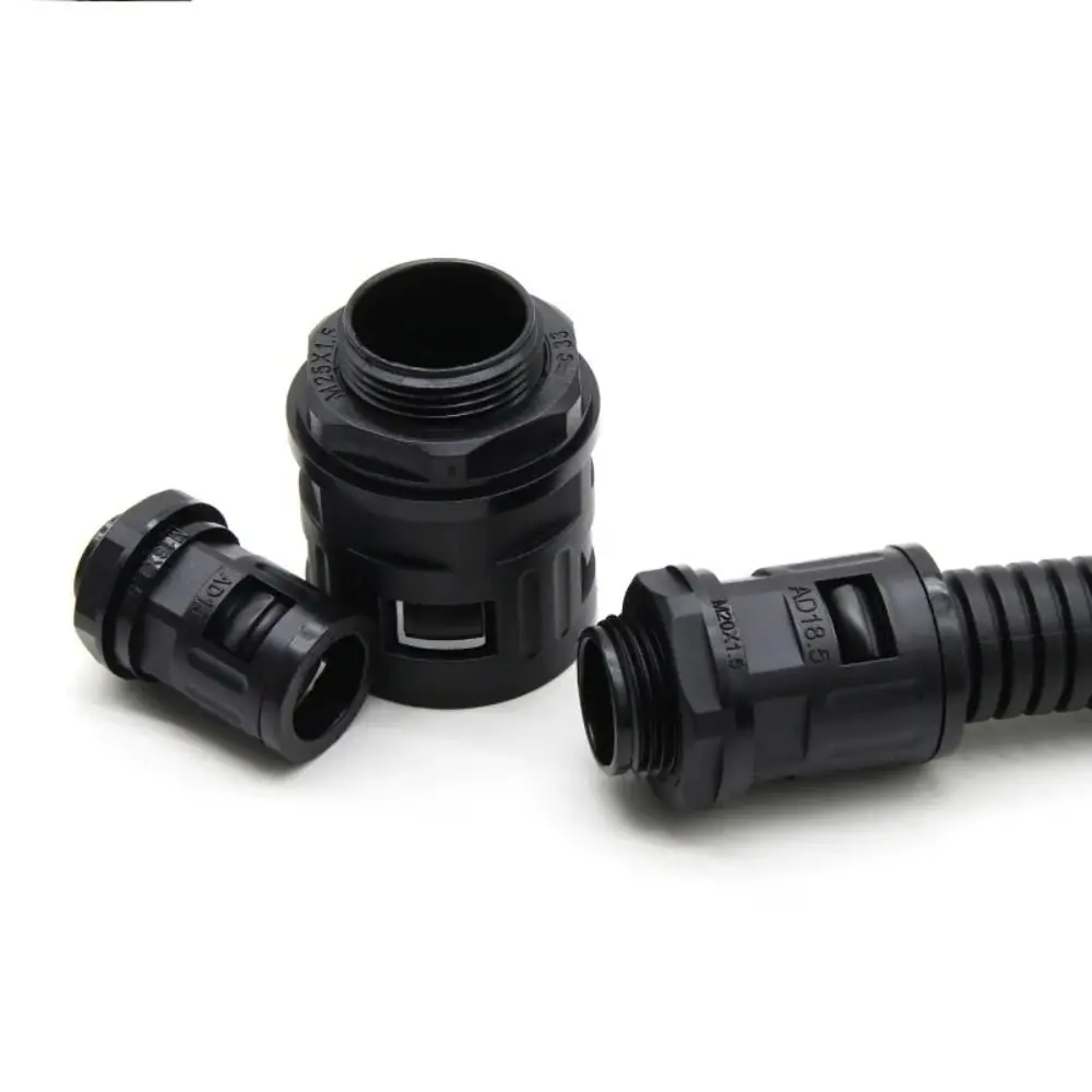 AD15.8 Пластиковое соединение гофрированной трубы Черный многоразмерный пластиковый соединитель для трубки Нейлоновое соединение PP Гофрированная труба
