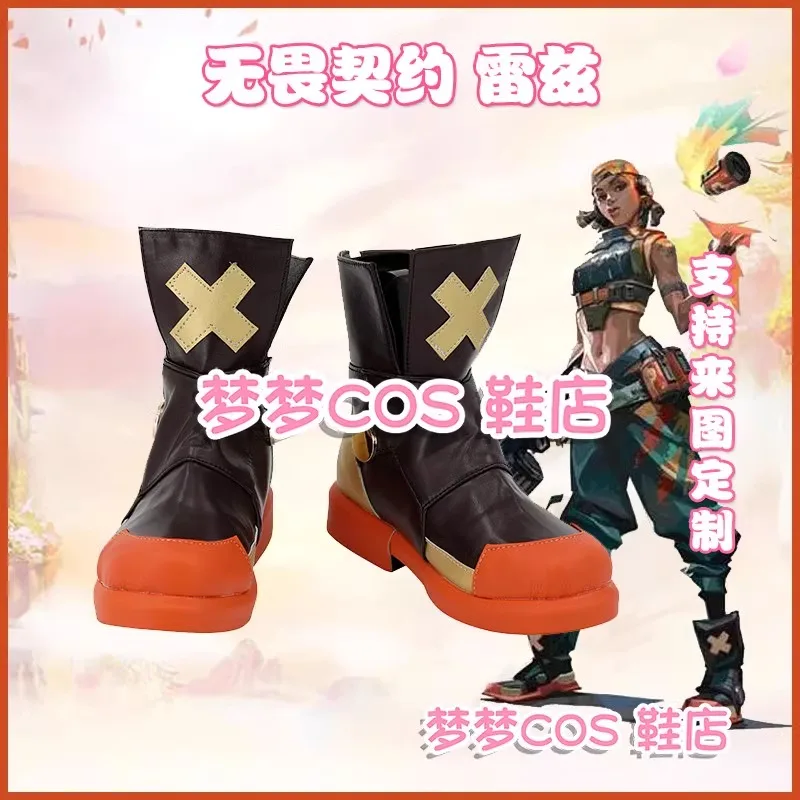 

Hot Games Valorant Raze Cosplay Shoes Handmade Faux Leather Boots