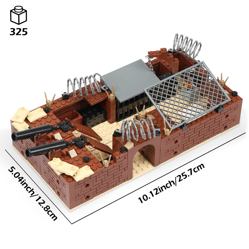 Heißer WW2 Militär Graben Bunker Verteidigung Basis Bunker Modell Gebäude Kits Mini Armee Waffe Liefert Pistolen Ziegel Sets Spielzeug Geschenke