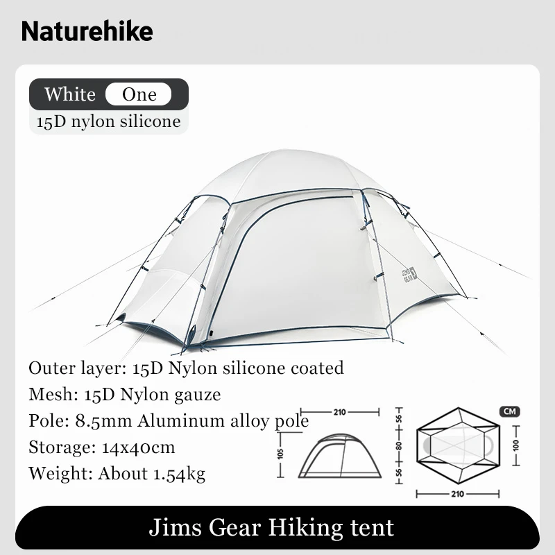 Naturehike Jims Gear Outdoor Camping Tenten 1-2 Persoons 15d Nylon Siliconen Coating Ultralight 4 Seizoenen Wandelen Picknick Reistenten