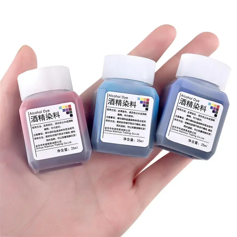 25ml/Bottle Special Leather Pigment Coloring Liquid DIY Handmade Leather Bag Belts Crafts Paint Material Alcohol Dye Pigments