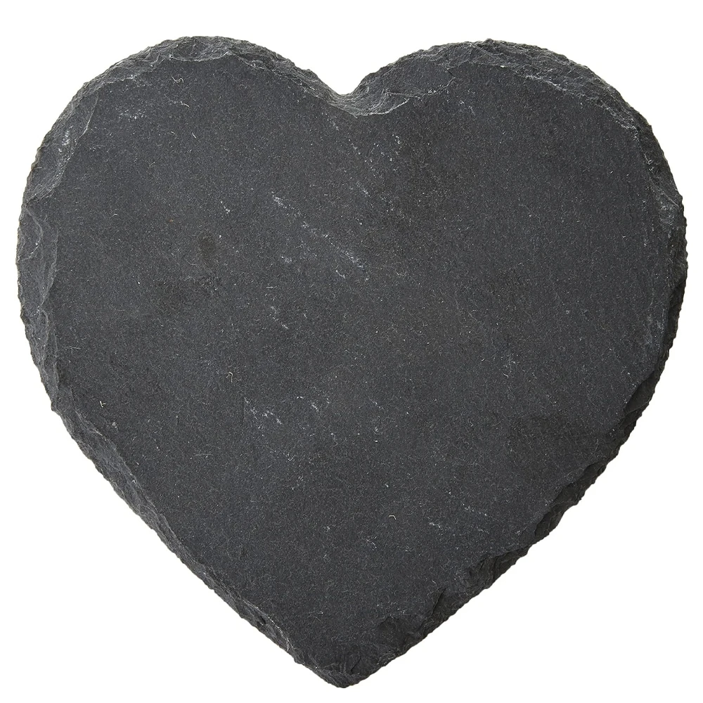 8pcs Heart Shape Black Slate Stone Coasters Engraving Blank with Anti-Scratch Bottom and Holder Drinks Cup Coasters for Bar Cafe