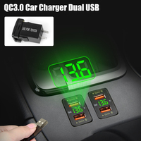 Quick Charge For Mobile Phone Power Adapter For Toyota 12-24V Voltmeter Dual USB LED Car Accessories QC Car Socket Charger