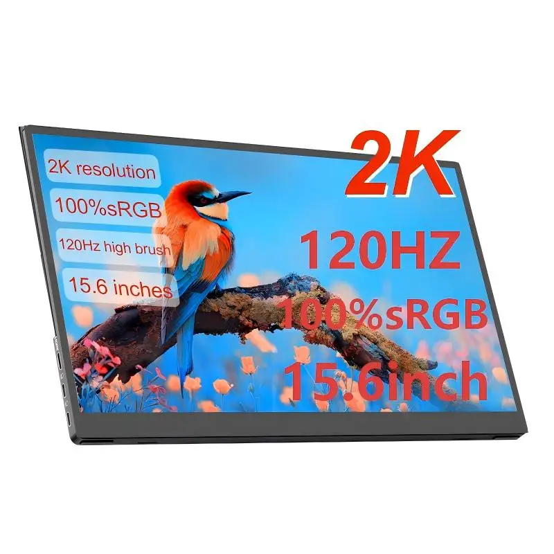 

LANLIPU 15.6" 120HZ 2K 100%sRGB Portable Monitor Computer Extension Gaming Travel Screen For PC Laptop XBox PS4/5 Switch Phone