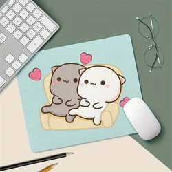 Cute Cat Peach Mouse Pad Non-Slip Rubber Pink and White Mousepad Desk Accessory Thick 3mm Office  Gamer Accessories Desk Pad
