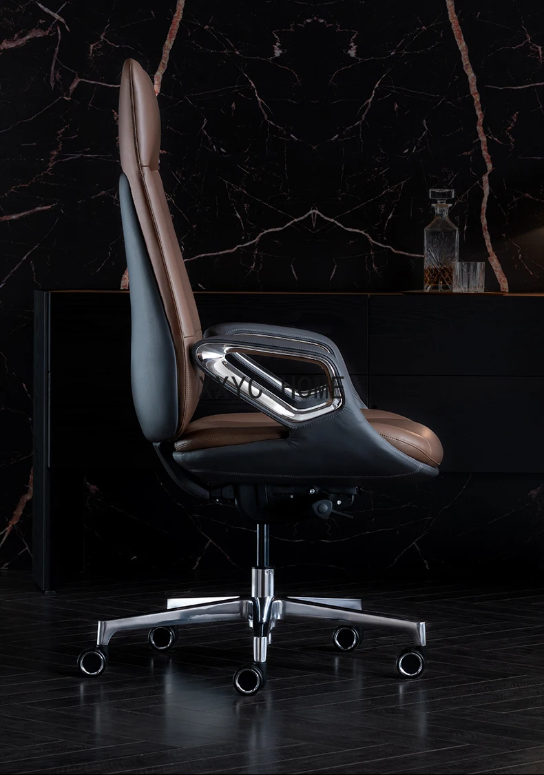 Leather Boss Office Chair Study Computer Chair Comfortable Executive Chair President Swivel   Reclining