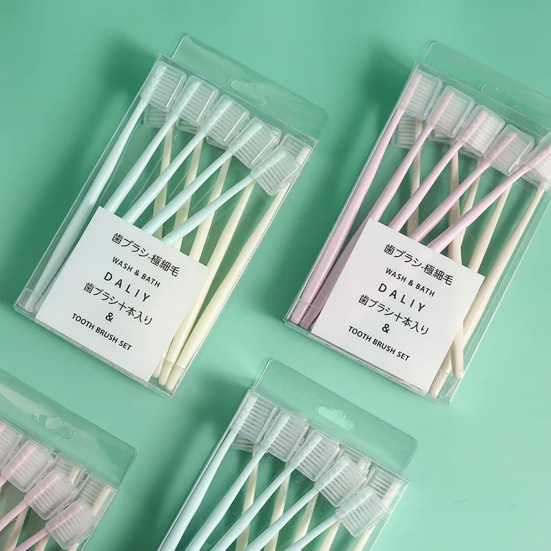 10 Teile/satz Erwachsene Weichen Borsten Zahnbürste Erwachsene Hause Weichen Borsten Zahnbürste Erwachsene Kleine Kopf Zahnbürste mit Mantel