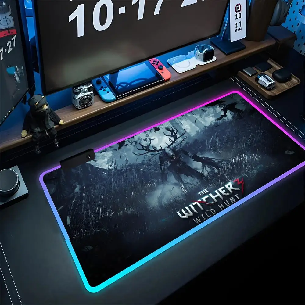 Imagem -01 - Witchers-led Gaming Mouse Pad Tapete de Teclado Almofadas Luminosas pc Gaming Mousepad Jogo de pc 40x90cm witchers led gaming mouse pad tapete de teclado almofadas luminosas pc gaming mousepad jogo de pc 40x90cm 01