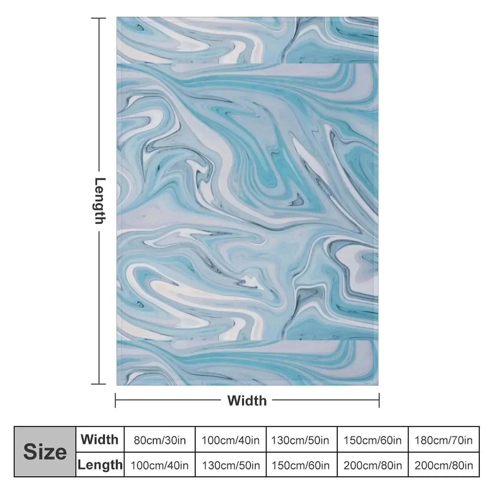 Aqua Blue Watercolor Liquid Marble Throw Blanket for sofa Baby decorative Retros Summer Beddings warm winter Blankets