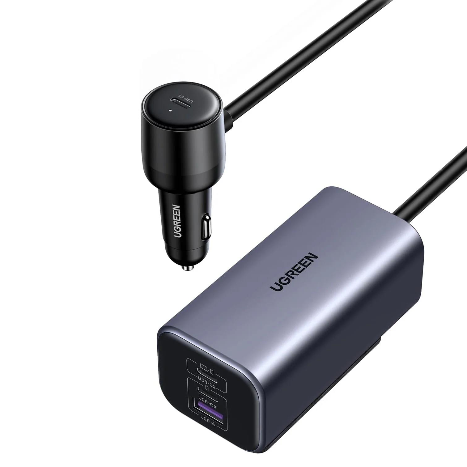 UGREEN 150W USB Cカーチャージャー、PD 3.1 140Wカーチャージャーアダプター急速充電4ポートシガーソケットUSBマルチポートチャージャー