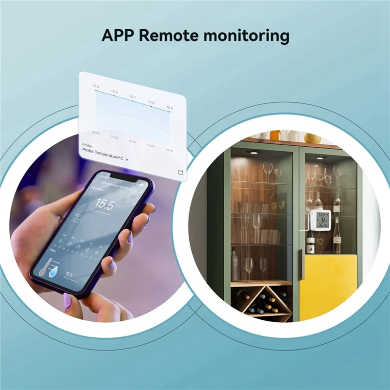 AS95-Tuya المنزل الذكي واي فاي مستشعر درجة الحرارة والرطوبة مع 1 متر مسبار خارجي التطبيق عرض عن بعد مقياس درجة الحرارة والرطوبة