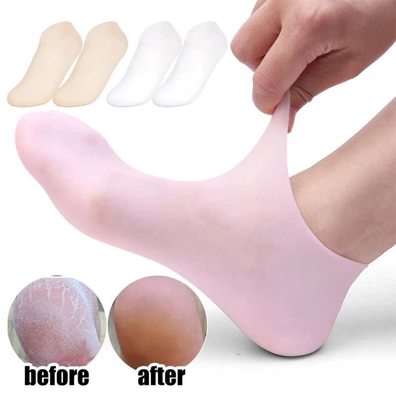 2 Pack Silicone Moisturizing Foot Socks For Cracked Feet, Foot Spa Treatment Socks Moisturizing Gel Socks New