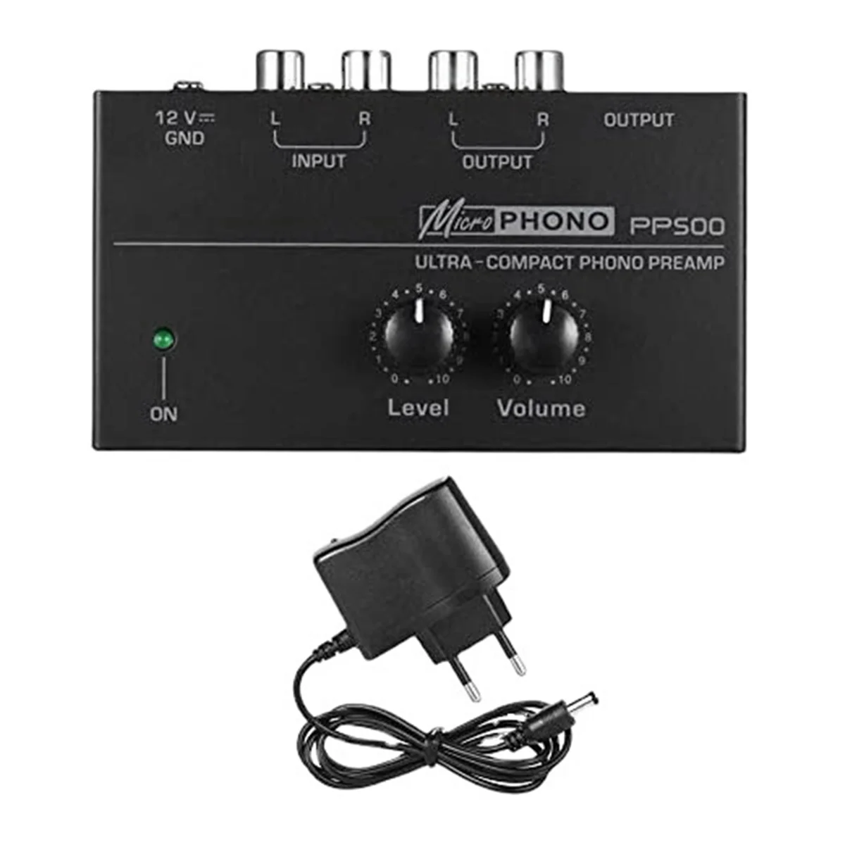 PP500 Ultra-Compact Phono Preamp Pre Amp Preamplifier with Level Volume Control EU Plug