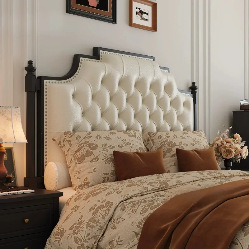 

wind bed high-end solid wood bed 1.8 meters double bed black French medium and ancient wind bed atmospheric European bedside