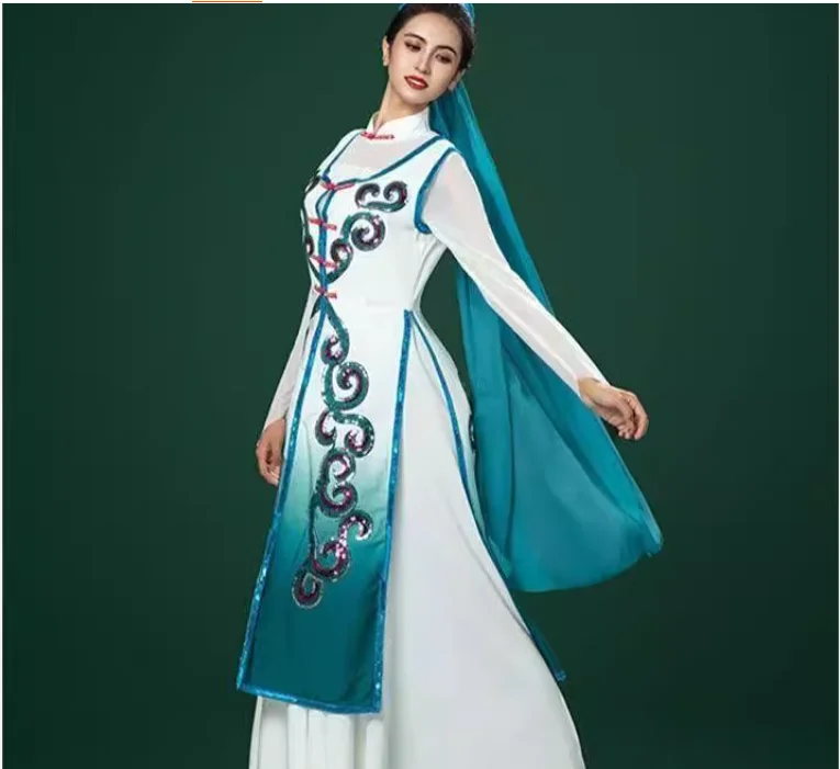 

Новый этнический танцевальный костюм Hui, большая юбка для танцев Синьцзяна, костюм этнических меньшинств