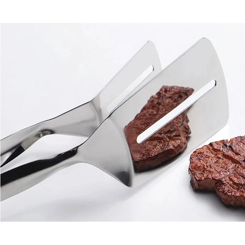 Stainless Steel Frying Shovel Clip Multifunctional Steak BBQ Tongs Frying Fish Spatula Clip Household Kitchen Tool Bread Clip