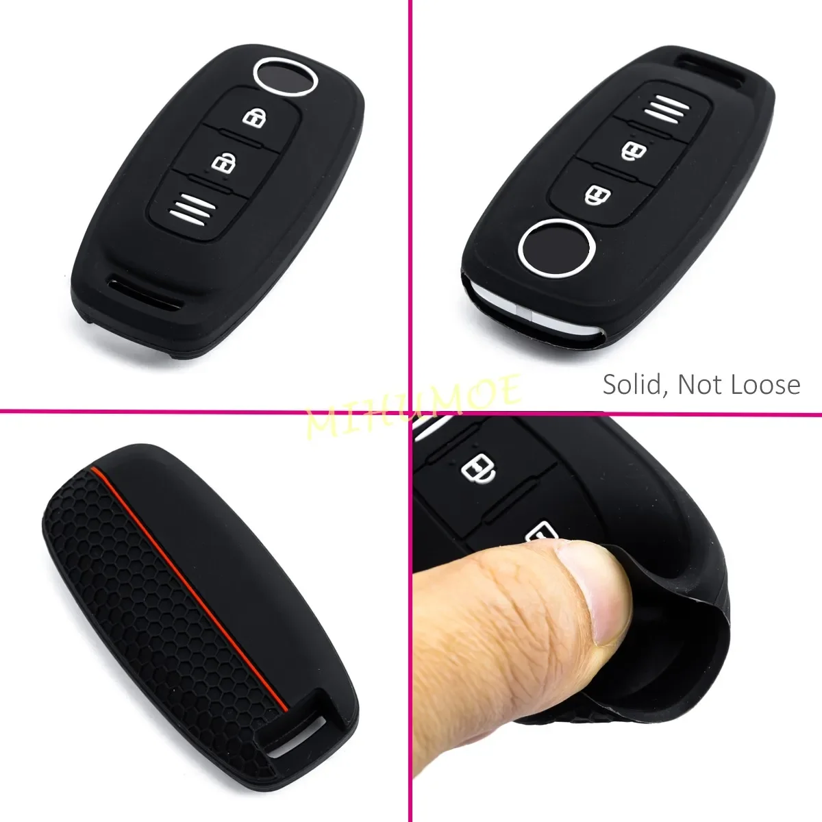 2 أزرار سيليكون حافظة مفاتيح السيارة سلسلة غطاء لنيسان X-Trail قاشقاي باثفندر ركلات جوك أرييا 2023 2024 2025 ماتي الأسود #6
