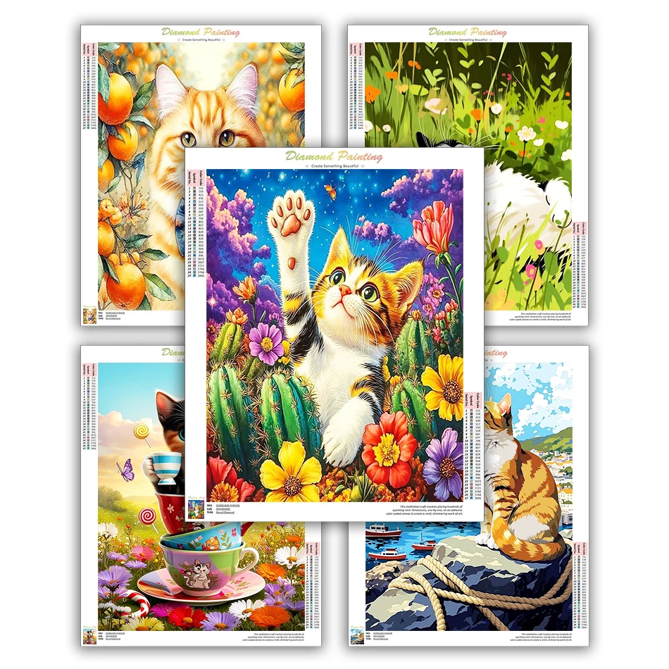 CHENISTORY Diamond Painting Stitch Easy Handmade 5D Diamond Pictures Animals cats Living Room Decoration Diy Gift Artwork Crafts