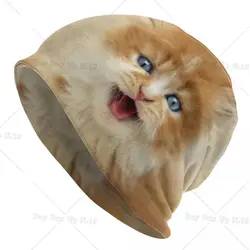 Funny Cat Skullies Beanies Caps Unisex Winter Warm Knit Hat Adult Kitten Pet Bonnet Hats Outdoor Ski Cap