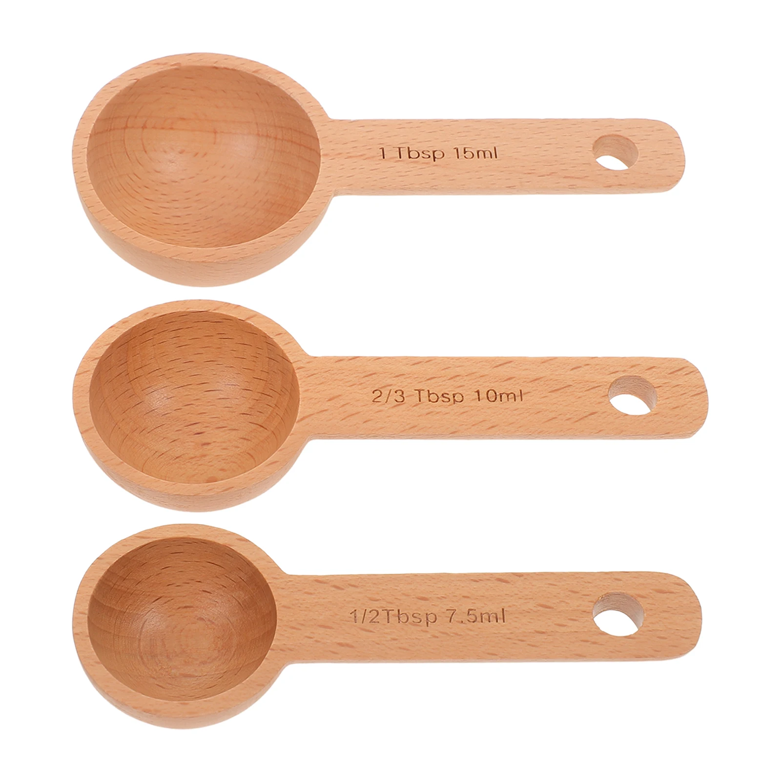 Juego de cucharas medidoras de haya, cuchara para granos de café, dispositivo de polvo con número, cucharas medidoras de madera, 3 uds.