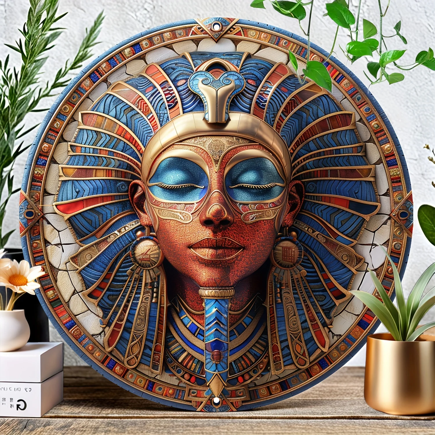 Ancient Egyptian Goddess Mask Aluminum Art Decor - 8