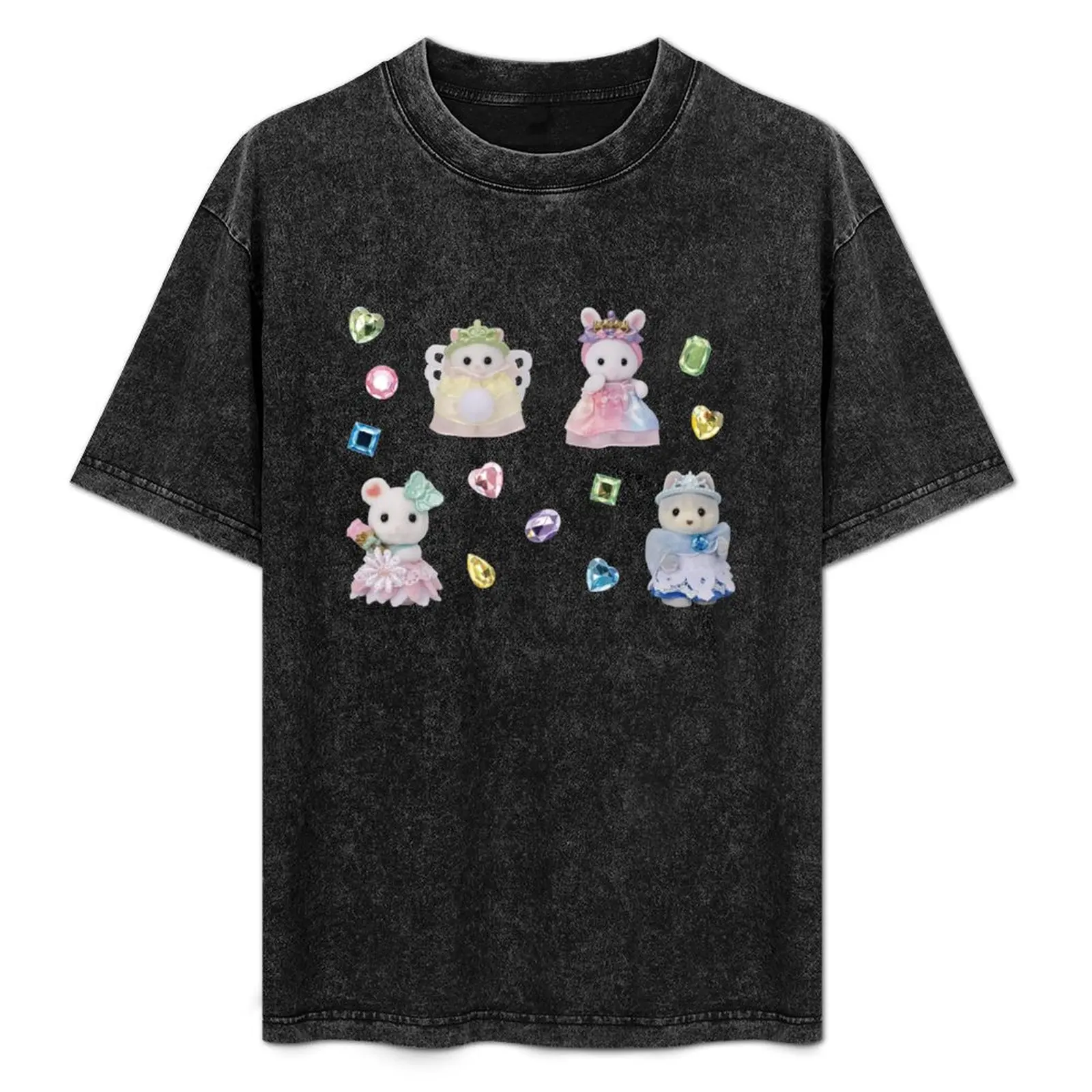 

Princess Calico Critters with Gemstones T-Shirt Plus Size Summer Casual T-Shirt