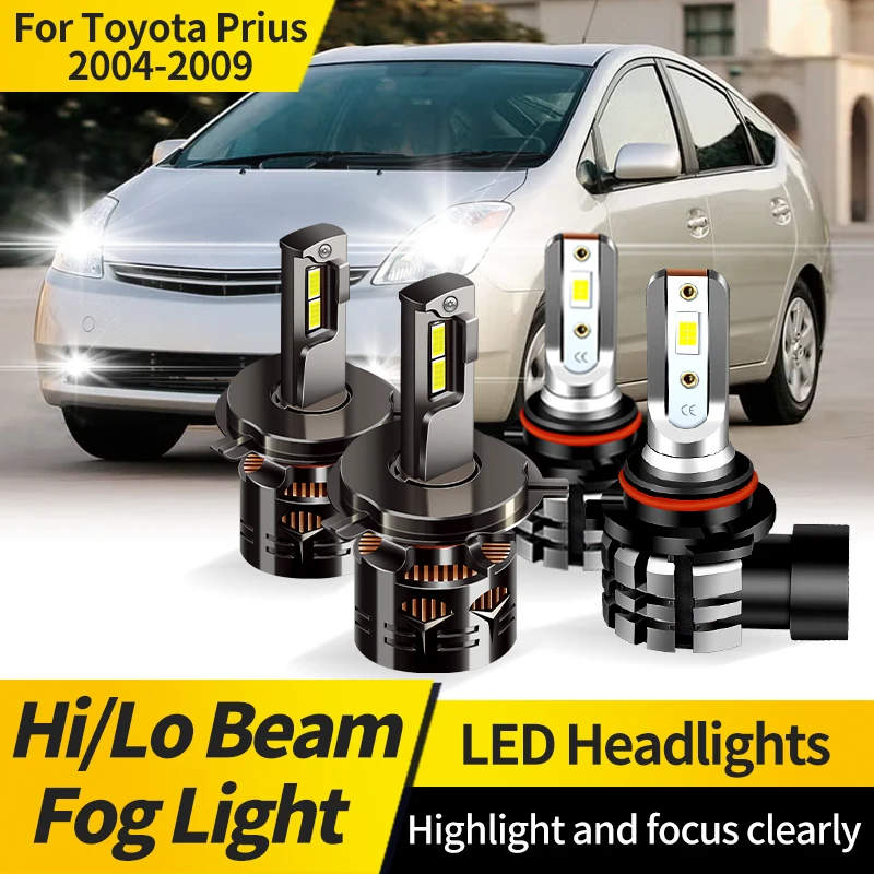 

2PCS Canbus H4 HB2 LED 12V Headlight Super Bright 6000K White Hi/Lo Beam Lamp 9006 HB4 Fog Lights For Toyota Prius 2004-2009