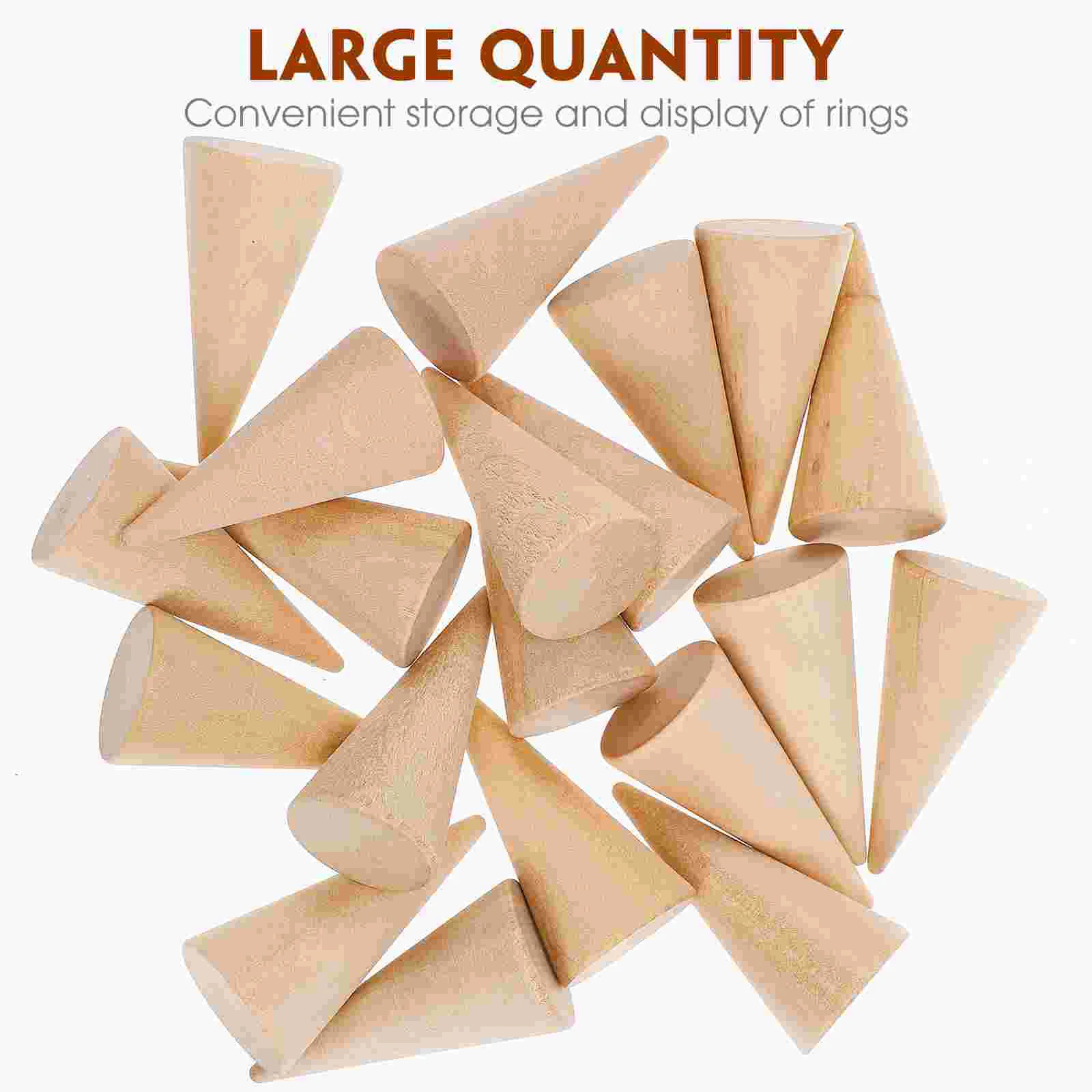 20 Pcs DIY Cone Ornament Display Stand Finger Ring Bracket Bracelet Holder Ice Cream Rings Jewelry Wooden Child