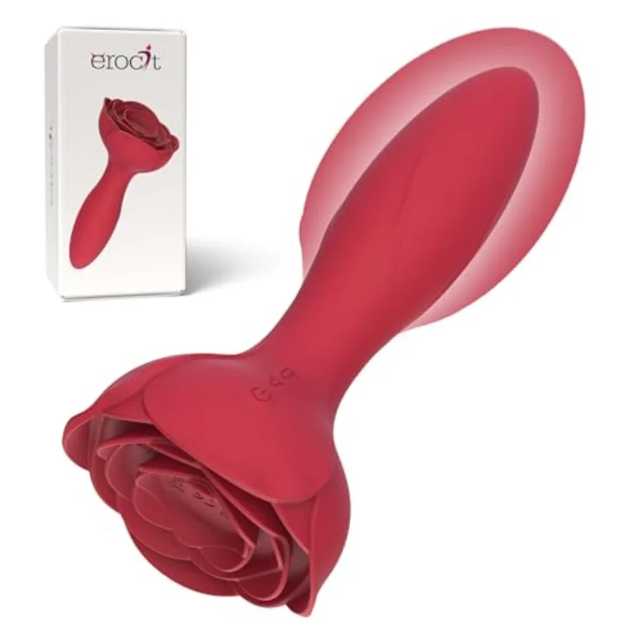 Vibrating Butt Plug Prostate Massager Inflating Anal Vibrator Inflatable Dildo Vibrating Anal Plug Rose Vibrator for Women and