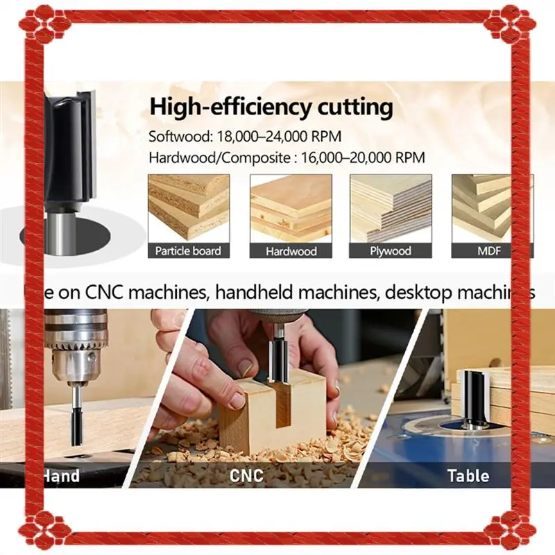 تسليم 24 ساعة 7 قطعة مجموعة لقمة توجيه مستقيمة Dado لقمة توجيه مستقيمة لأخدود النجارة-1/2 3/4 "1" 1-3/16" CL