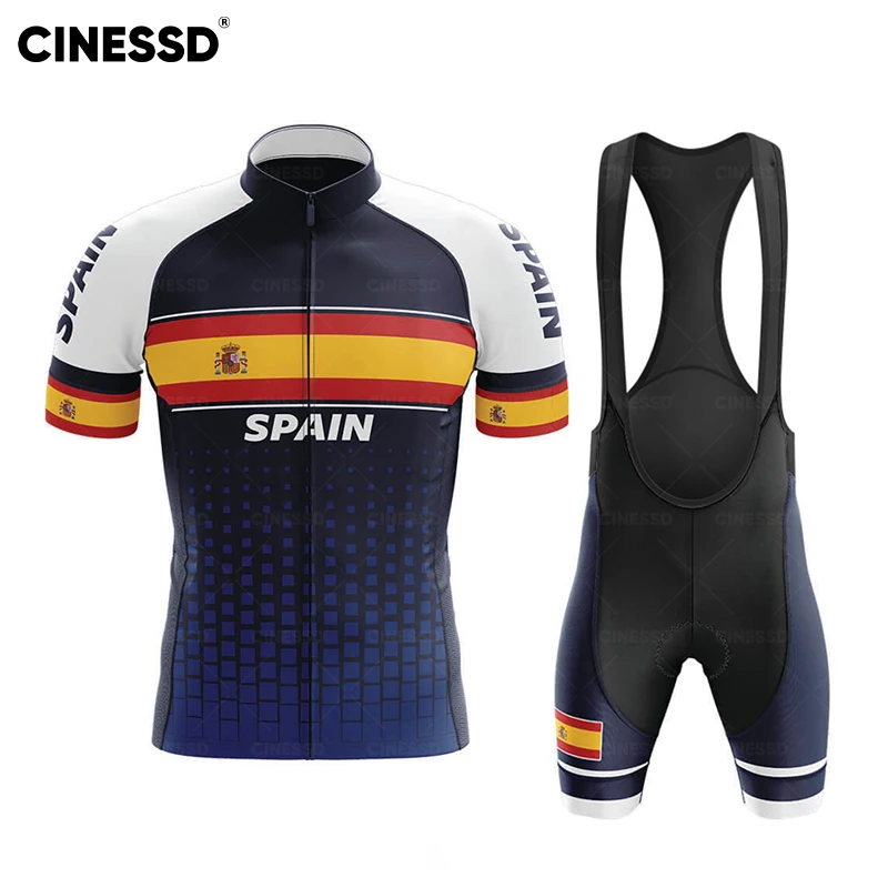 Spain Men Cycling Jersey sets Short sleeves Cycling Clothing MTB Bike Clothes Uniform Maillot Ropa Ciclismo Cycling Bicycle Suit