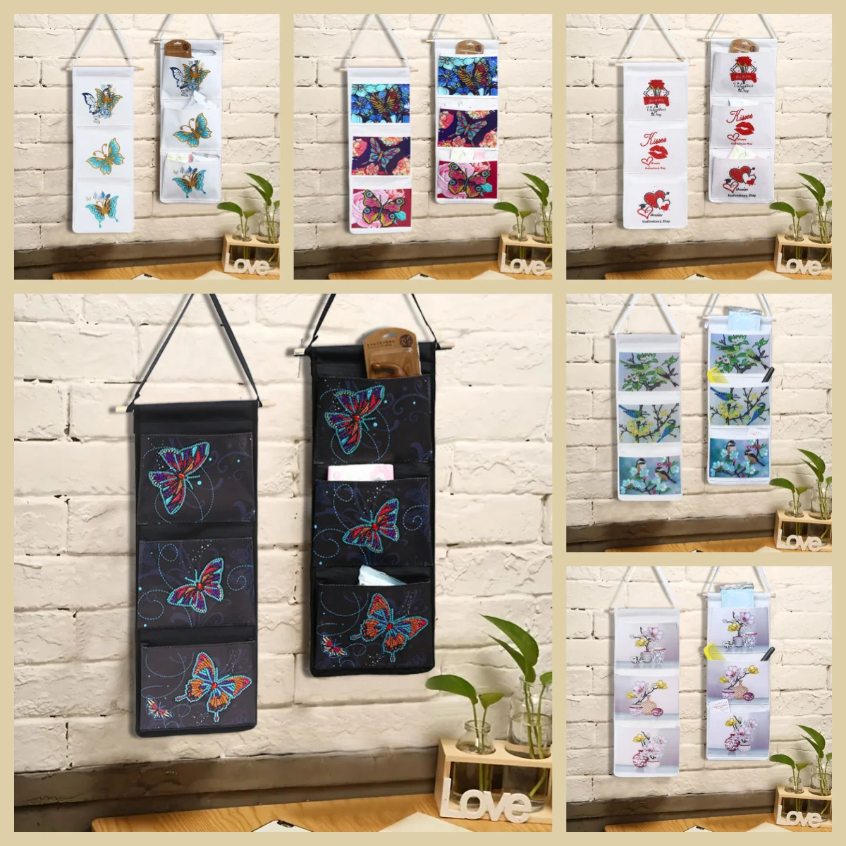 1 DIY Animal-Themed Diamond Art Painting Set, Waterproof Storage Bag and Wall-Mounted Bag