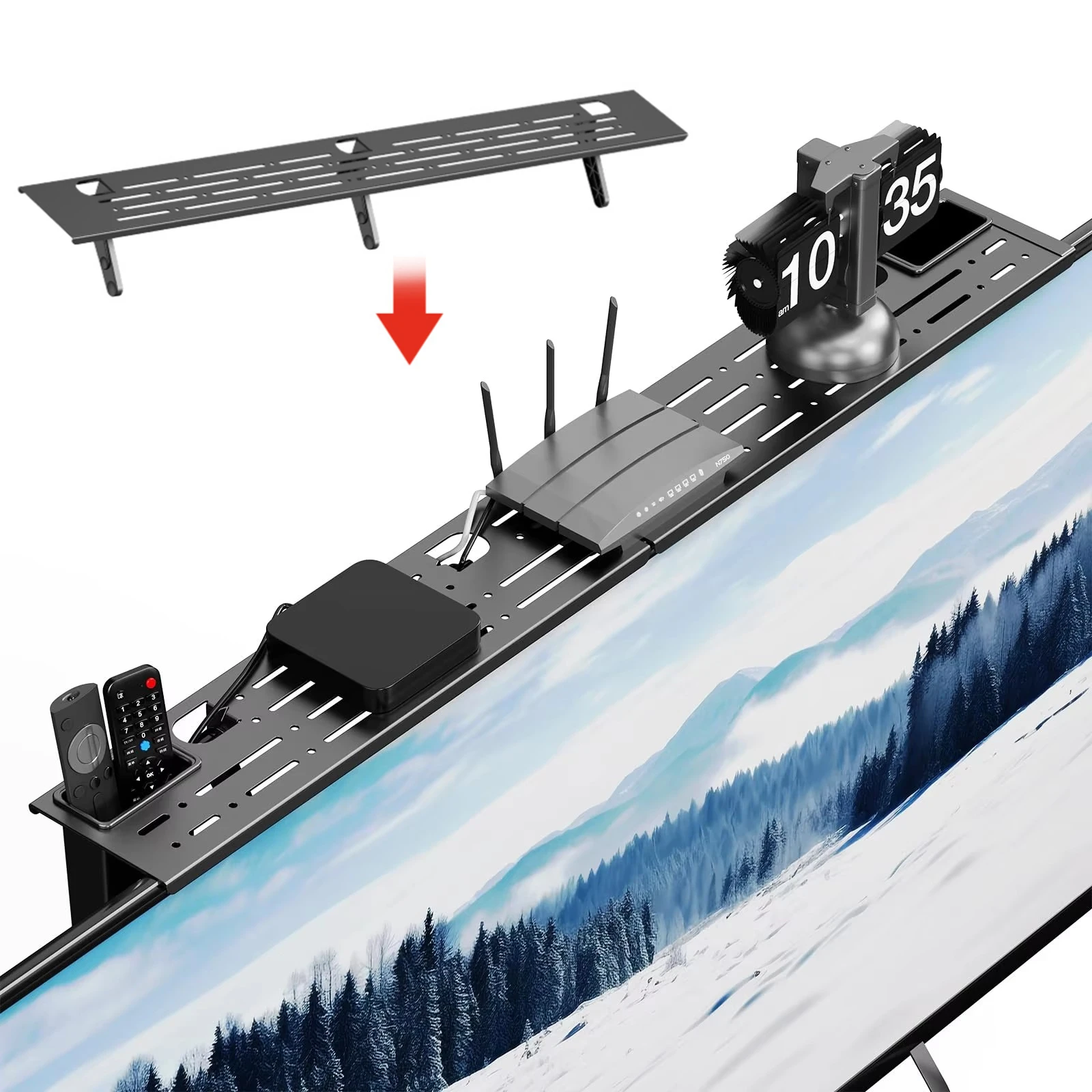 BEISHI Adjustable  Screen Top Shelf Holder TV Monitor Organizer Practical Home Storage Space utilization TV Set-Top Box Holder