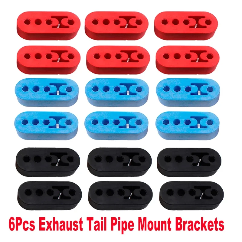 6x Universal 4 Holes Diameter 11mm Car Rubber Exhaust Tail Pipe Mount Brackets Hanger Insulator Bracket Rubber Mount Accessories