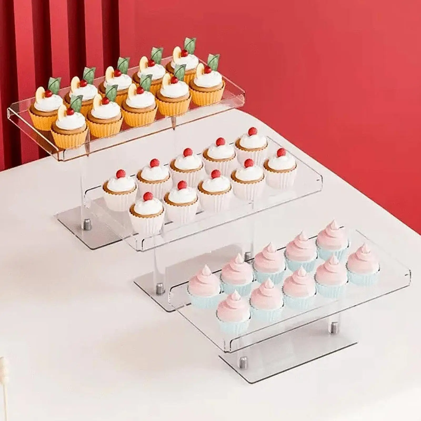 Clear Acrylic Cupcake Stand Sturdy Dessert Display Holder Table Organizer Showcase for Parties and Events
