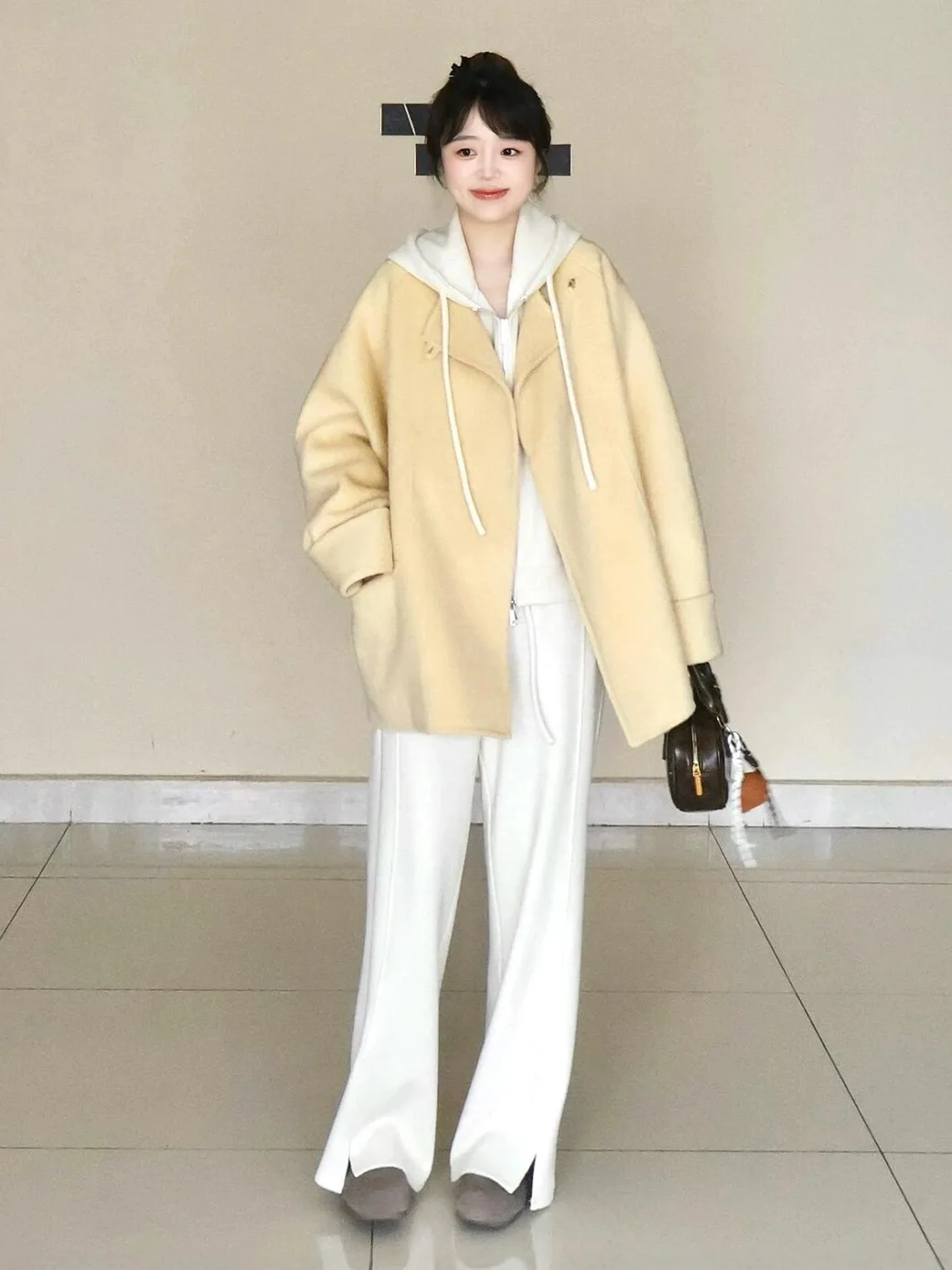 

Autumn Winter Women's Three-Piece Set Large Size Coat Hoodie Pants Gentle Personality Woolen Outerwear Casual Fashion Ensemble