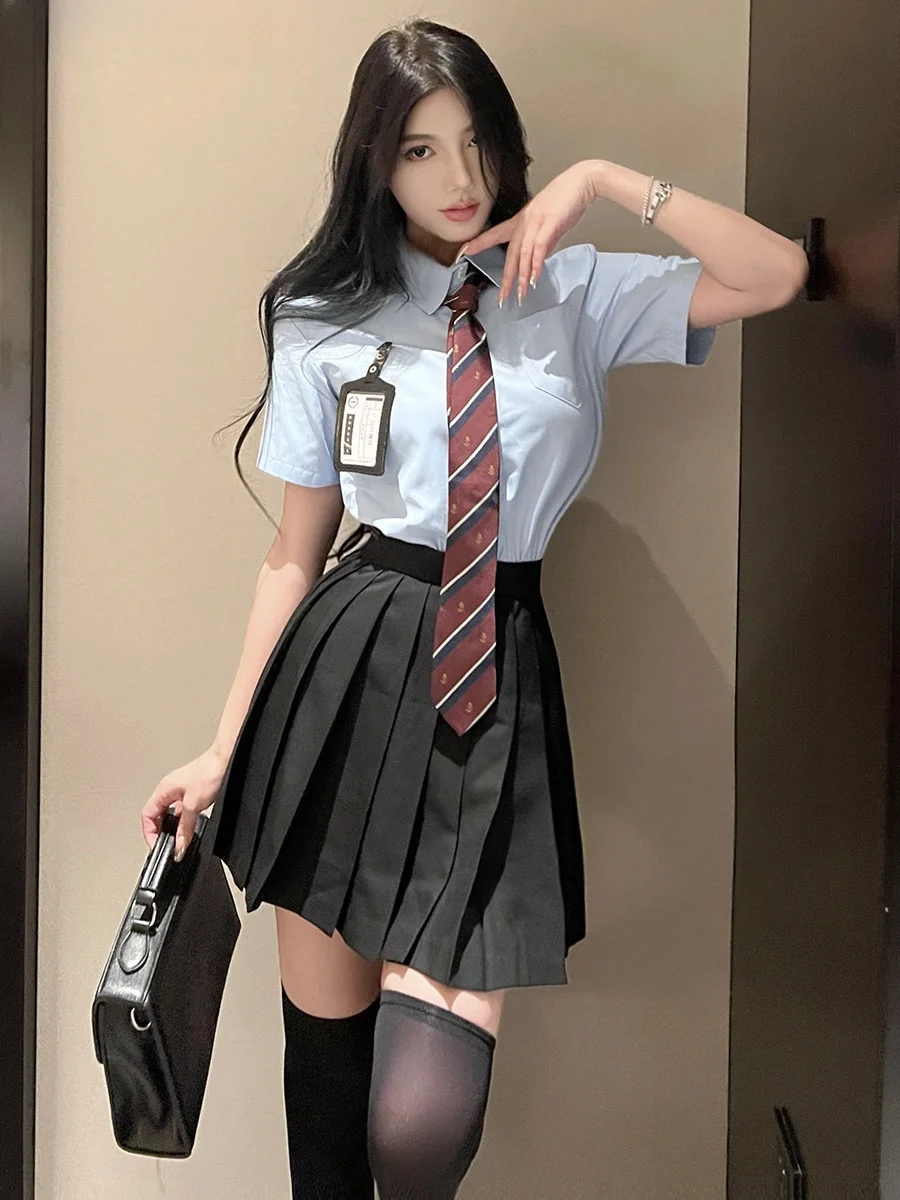 

Weisgirl Sexy Classic JK Uniform School Style Cosplay Student Set Pure Desire Short Sleeve Short Skirt Youth Outerwear