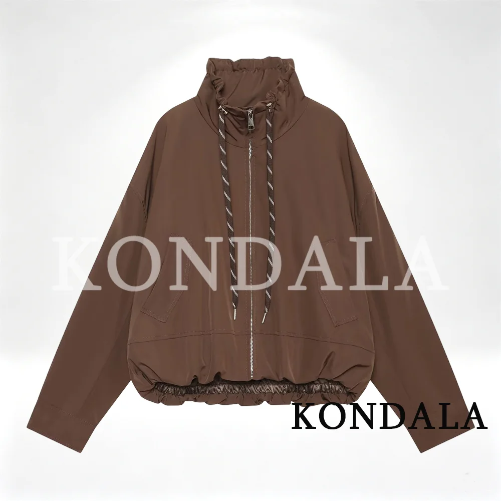 KONDALA Damen Casual Chic Stehkragen-Jacke Rot Street-Sport-Stil Jacke 2026 Herbst Winter Trendige Lose Reißverschluss-Steppjacke – Detail 21