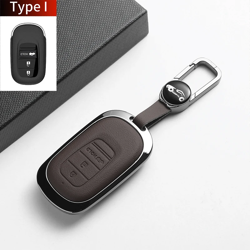 Leather Metal Car Smart Remote Key Case Cover For Accord INTEGRA UR-V HR-V Car Key Fob Shell Protector Decorative Accessories