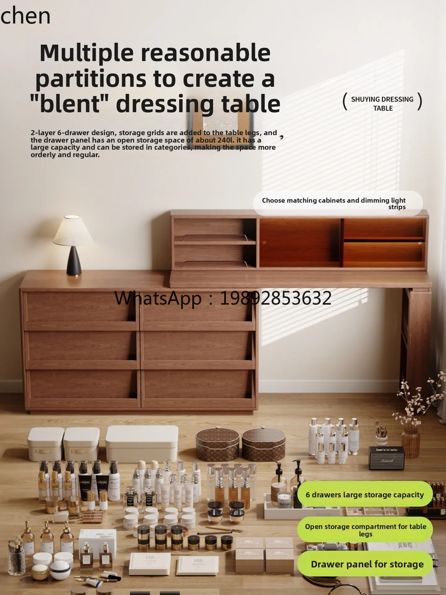 AB  Dressing Table and Chest of Drawers Integrated Modern Simple Small Apartment Expandable Storage Makeup Table