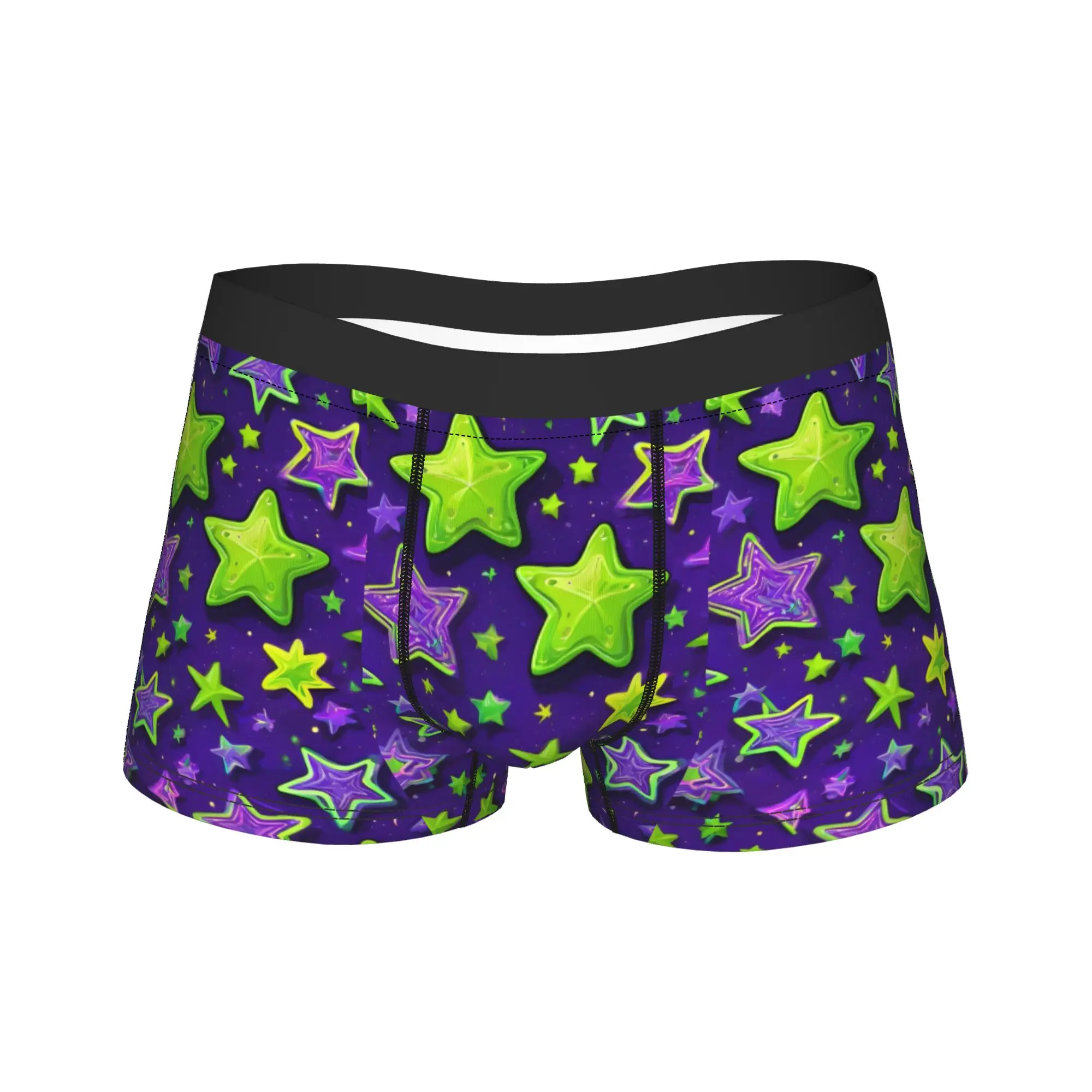 Retro Starry Purple Night Texture Underwear  Men Boxer Brief Sexy Soft Trunk High Quality Design Oversize Panties