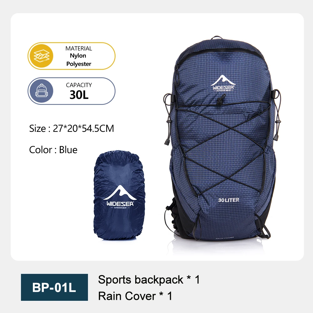 Widesea 30L wasserabweisender Camping- und Trekking-Rucksack, Outdoor-Reise-Tagesrucksack mit zusätzlichen Taschen für Wander- und Kletterabenteuer