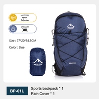 Widesea 30L Waterproof Camping Hiking Backpack Sports Travel Shoulder Bag with Tool Accessories Outdoor Gear for Adventure