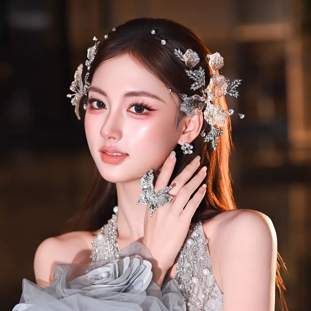 Handmade Korean Japanese High End Water Jelly Flower Hairpin Sweet Bridal Makeup Wedding Dress Banquet Accessory